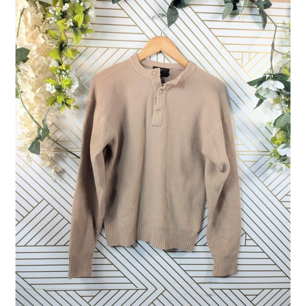 Men's Knit Henley Sweater - Beige